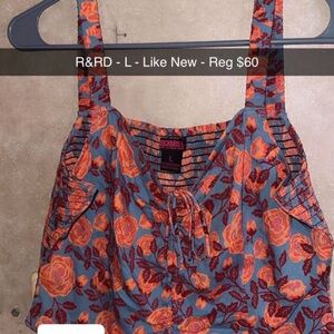 Rock & Roll Denim Women's Floral Crop Top - Orange and Blue